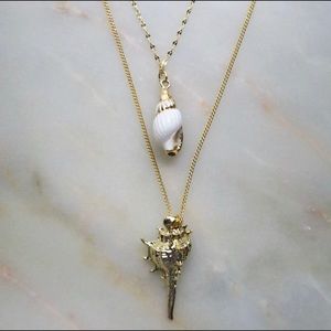 Seaside Layered Necklace 18k Dipped Shells
